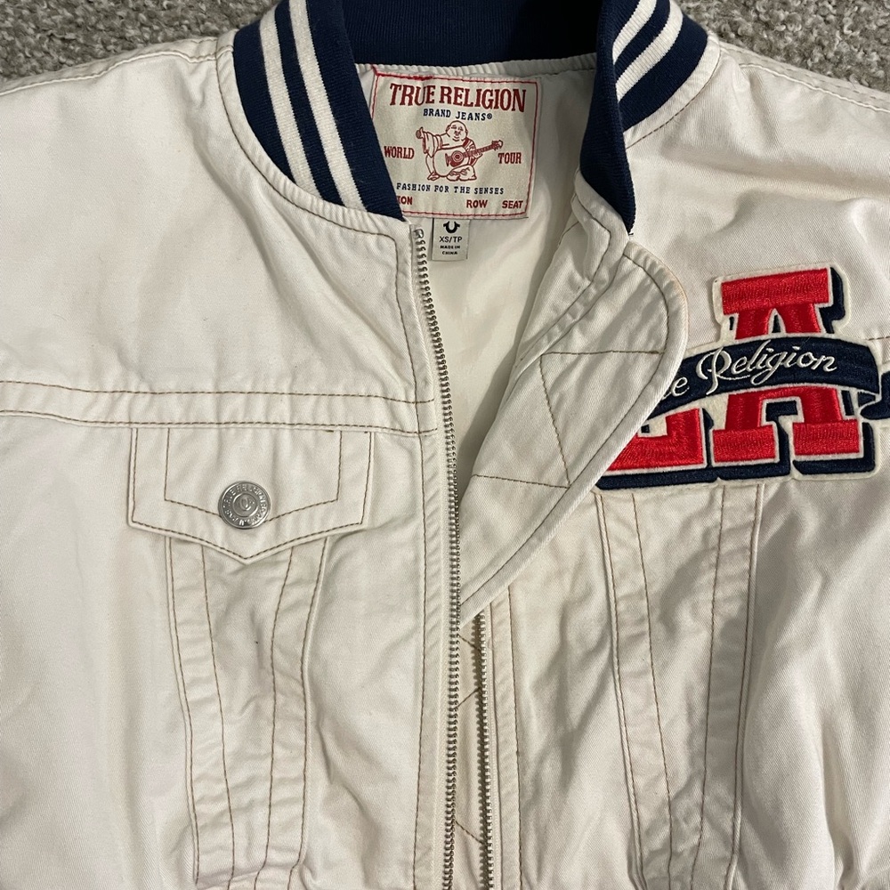True Religion White Jacket with Red LA Patch